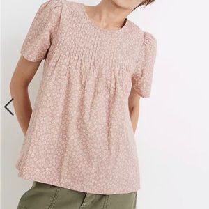 Madewell Short Sleeve Pintuck Top Medium